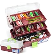 TCMBY Large 3 Layers Tackle Box with Tackle Included, 368Pcs Fishing Lures Kit Contains Pliers,Cr...