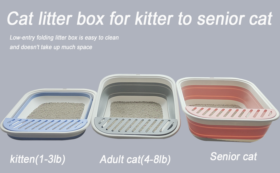 Collapsible Cat Litter Box Open Kitten Potty Pan Travel Litterbox with Cat Toilet Pet Cleaning Tools