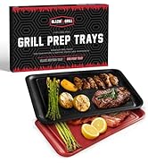 BLAZIN' GRILL Prep &amp; Serving Trays | Set of 2 Stackable, Melamine Trays | Serving Tray &amp; Marinati...
