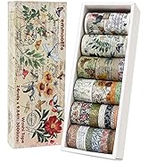 24 Rolls Vintage Washi Tape Set, 5/8/10/15/30/75mm Wide 9.84ft long/Roll Antique Floral Letter Bu...