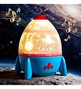 Projector Night Light Rocket, Star Projector for Bedroom 360° Rotating Star &amp; Galaxy Projection M...