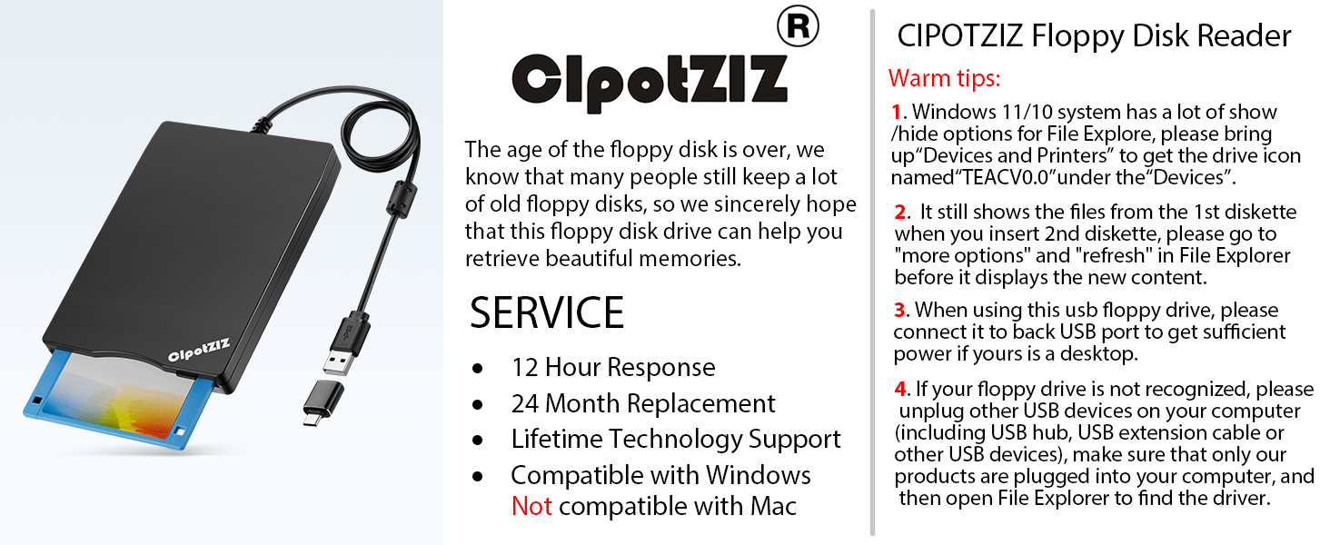 Portable External Floppy Disk Reader