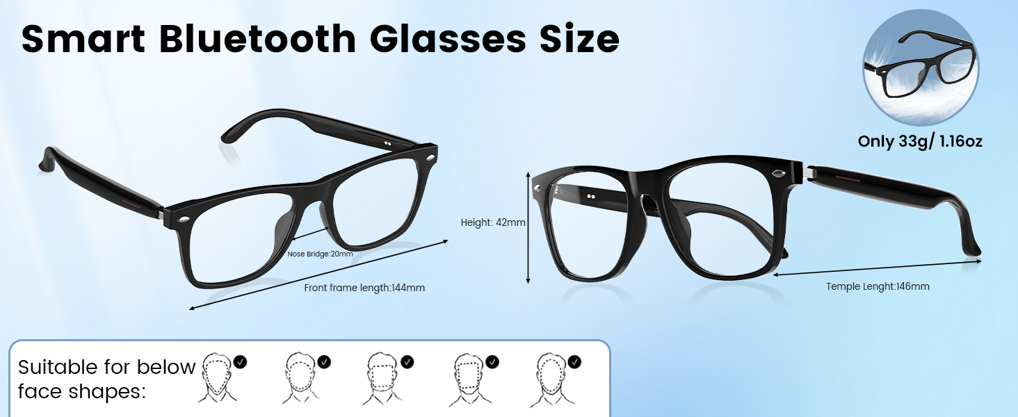 Bluetooth Audio Smart Glasses for Women Men,Blue Light Blocking Bluetooth Glasses with Speak