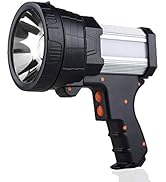 YIERBLUE Rechargeable Spotlight with 2000 Lumen LED, IP67 Waterproof Handheld Flashlight Searchli...