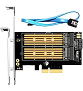 GLOTRENDS PA12 2-in-1 M.2 PCIe 4.0 X4 Adapter for One M.2 NVMe SSD and One M.2 SATA SSD, Support ...