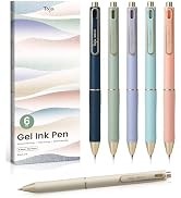 Taja Gel Pens, 6 Pcs Quick Dry Black Gel Ink Pens, 0.5mm Fine Point Smooth Writing Pens for Journ...