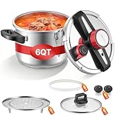 VEVOR Pressure Cooker, 6.3Qt Pressure Cooker Stainless Steel, Pressures Canner with Steaming Rack...