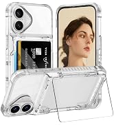 AFGHOA for iPhone 17 6.3 Case Wallet with Kickstand, 4 Cards Holder Clear Case for Women Men, Yel...