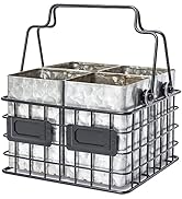 EMAX HOME Galvanized Utensil Caddy,Galvanized utensil holder,Flatware Cutlery Caddy Countertop Si...