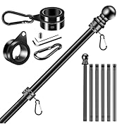 BONWIN Black Flag Pole Kit for Outside House Porch, 7 FT Thickened Stainless Steel Wall Mount Fla...