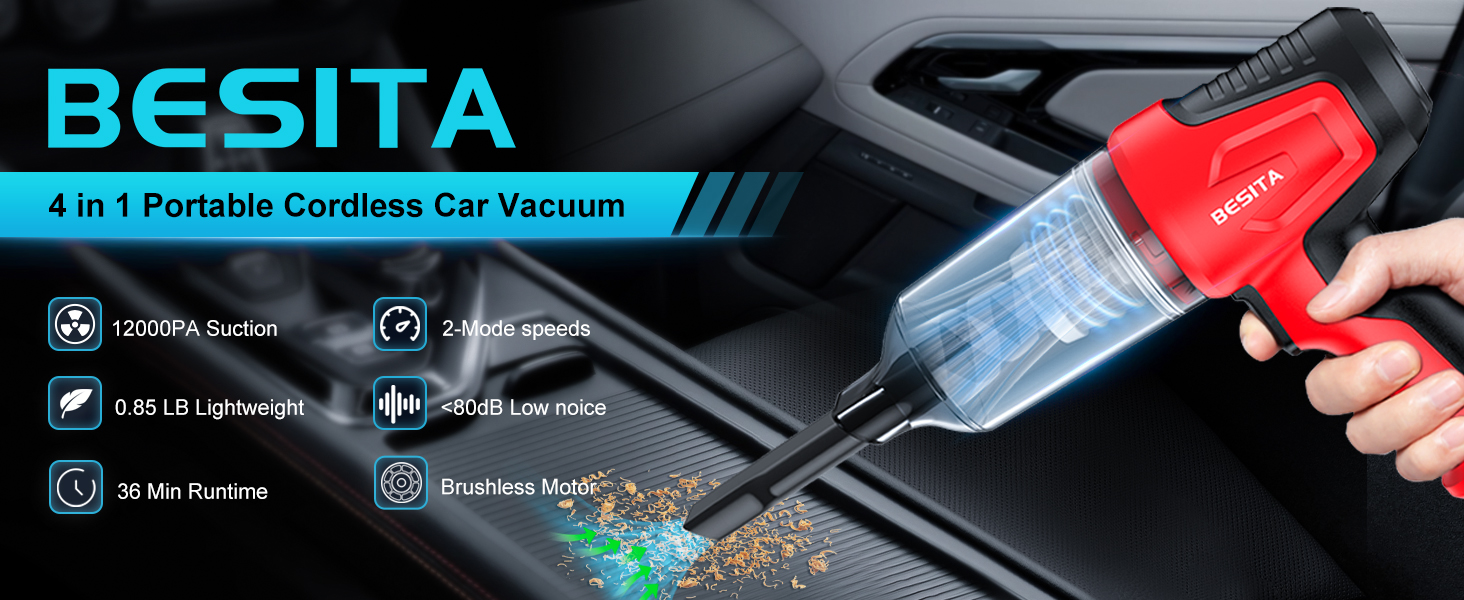 BESITA Portable Cordless Car Vacuum