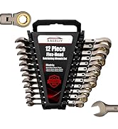 EACELIY 12PCS 180° Metric Flex-Head Ratcheting Wrench Set,Ratchet Combination Master Speed Wrench...