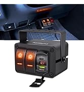 Nilight 2 Gang Rocker Switch Box 12V SPST ON Off Toggle Switches PD Type C and QC 3.0 USB Charger...