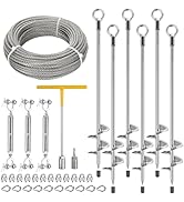 hannger 6 Pcs 30" Heavy Duty Ground Anchors Shed Anchor Kit with1/4 Stainless Steel Cable &amp; 3 Tur...