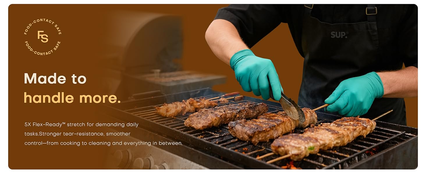 5X Flex-ReadY stretch for daily tasks tear-resistance smoother control cooking to cleaning