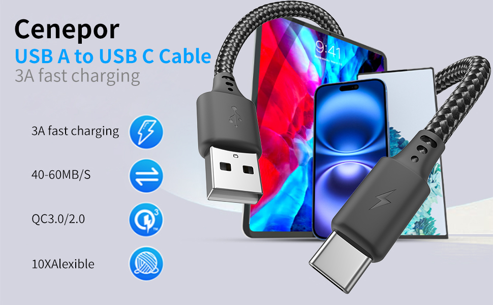 USB A to USB C Short Cable