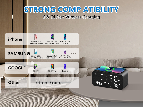 wireless charging clock