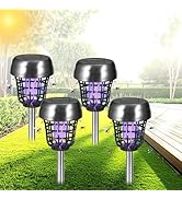 4 Pack Solar Bug Zapper Outdoor Waterproof -Mosquito Zapper Solar Powered Mosquito Trap Repellent...