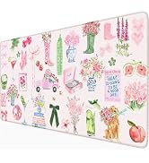 Nasdalgias Pink Pastel Floral Desk Mat Cute Kawaii Retro Vintage XXL Large Mouse Pad Flower Desk ...