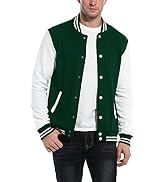 COOFANDY Men's Fashion Varsity Jacket Causal Slim Fit Cotton Letterman Baseball Bomber Jackets