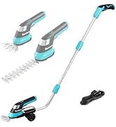 DURATECH Cordless Hedge Trimmer, 7.2V 3-in-1 Handheld Electric Grass Trimmer &amp; Hedge Shears with ...