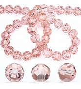 Dowarm 200 Pieces 4MM Round Crystal Glass Beads for Jewelry Making, Rondelle Crystal Beads for Cr...