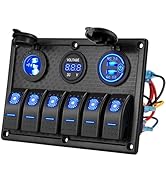 Kohree 6 Gang Marine Boat Rocker Switch Panel Waterproof + USB Switch, 12 Volt RV Led Switch Pane...