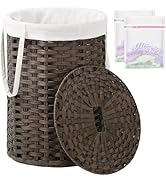 SETVSON Laundry Hamper with Lid Laundry Basket with Lid 19.0 Gal (72 L) Round Wicker Laundry Bask...