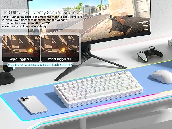 Keyboard 75%, Wireless Custom Mechanical Keyboard Rapid Trigger Hall Effect Magnetic Switch