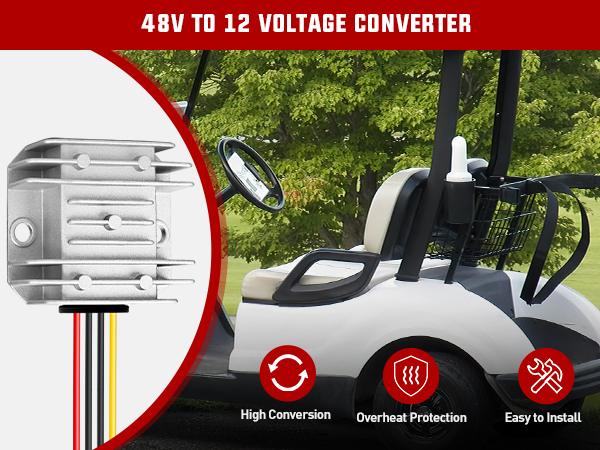 Nilight 120W 24V to 12V 10A DC Converter Regulator Reducer Golf Cart Voltage Converter Regulator