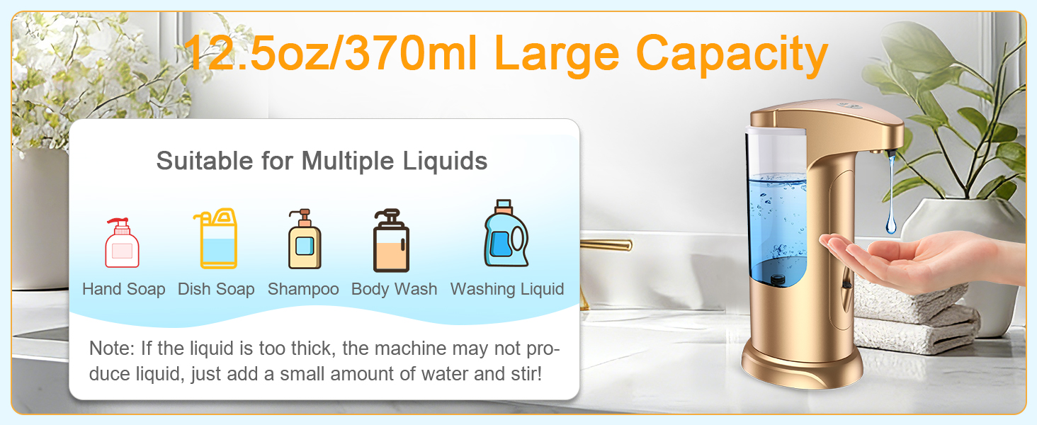 Automatic Soap Dispenser, 370ml Touchless Automatic Liquid Soap Dispenser