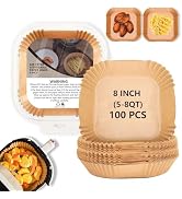 Heavy Duty Air Fryer Paper Liners,100 Pcs 8 Inch Square Parchment Paper,Non-Stick and Non-Leak Li...