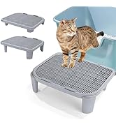 BALAPET Adjustable Cat Ramp for Litter Box Elevated Cat Litter Ramp for Cat Litter Boxes Double L...