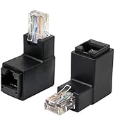 SinLoon 90 Degree RJ45 Ethernet LAN Adapter, Cat5e/Cat6 RJ45 Male to Female Ethernet Adapter (Up ...