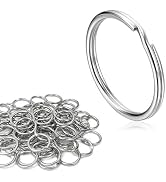 Fkewp 50PCS Key Rings, 1.25" 32mm Split Round Metal Key Chains, Heavy Duty Double Loops Keyring f...