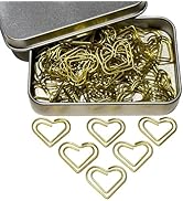 Heart Paper Clips, 100PCS Cute Love Heart Bookmark Clips, Gold Love Heart Shaped Paper Clips, Bac...