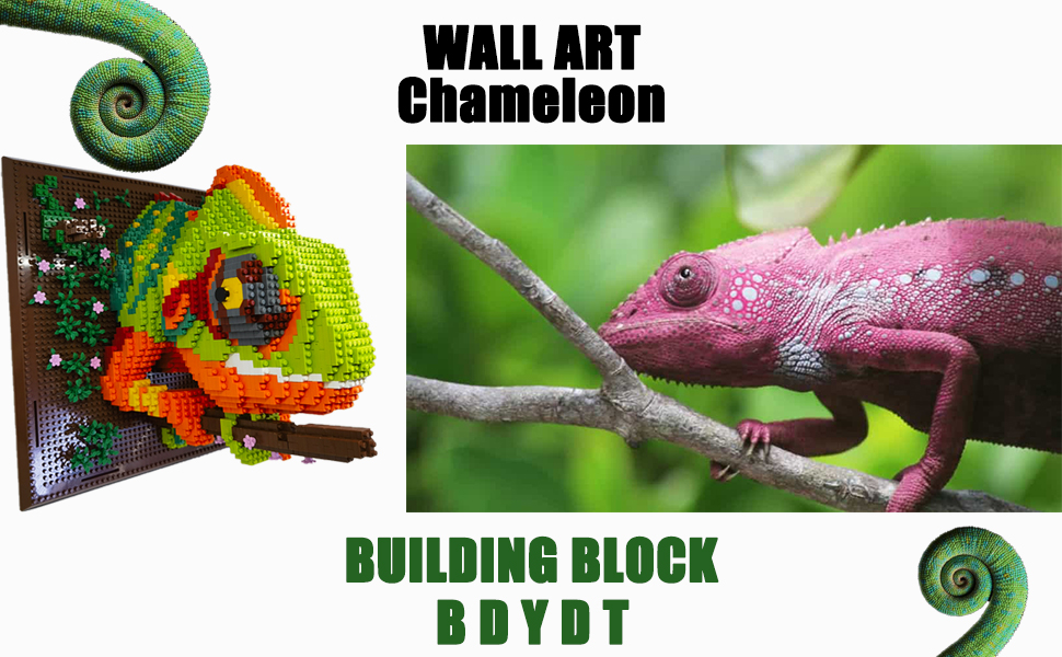 BDYDT Architecture Micro Mini Blocks animals Chameleon wall art Model Building Set micro blocks