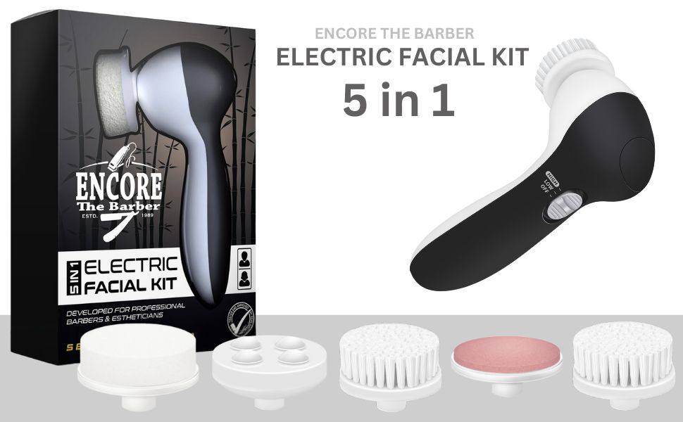 ?Encore The Barber Electric Facial Massager Kit 5-in-1 facial cleansing massage system ,waterproof