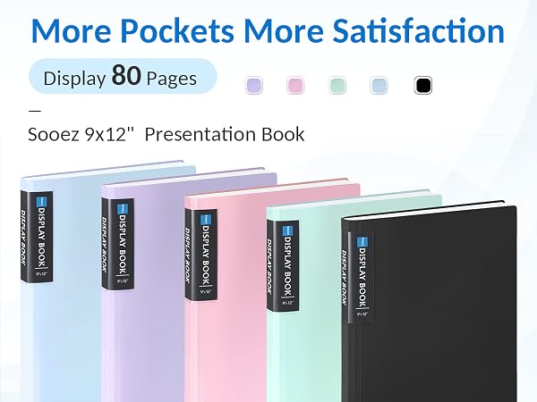 Art Portfolios 9"x12", 40 Pockets Large Portfolio Folder