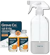 Grove Co. Tub and Tile Cleaner Refill Concentrate (2 x 1 Fl Oz) + 1 x Reusable Glass Spray Bottle...