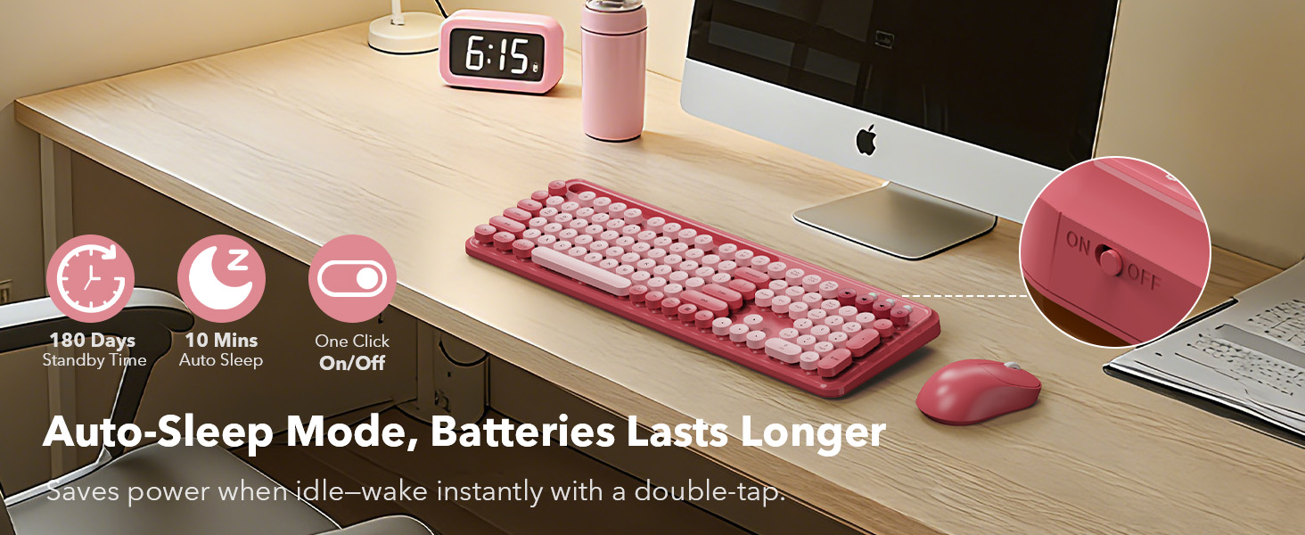 Auto-Sleep Mode, Batteries Lasts Longer. Savespower whenidle-wake instantly with a double-tap