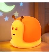 Cute Snail Night Light 2 Brightness Adjustable Fun Orange Slug Light with 30/60 Min Timer Squishy...