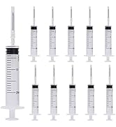 20 ml Syringe, 10 Pack Plastic Syringes with 16Ga Needles and Caps, Sterile and Individually Seal...