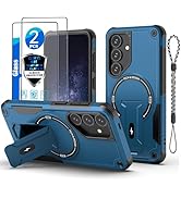 for Samsung S24&amp;S25 case[Compatible with MagSafe][with 2 * 9H Fingerprint Unlock Glass Screen Pro...