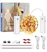 WOBANE Dual Motion Activated LED Strip Light, Rechargeable 16.4ft Light Strip, Battery Powered Ta...