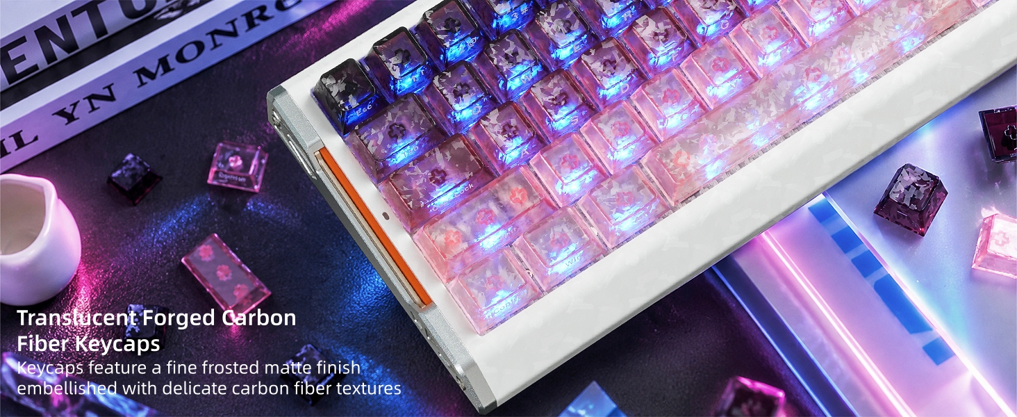 Clear Keycaps, Translucent Keycaps Set Keyboard Caps Cherry Profile,Custom Shine through Keycaps