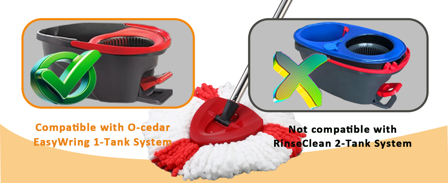 Mop Head Replacement, 3 Pack Spin Mop Refill Replace Head for O Cedar Easywring 1-Tank System