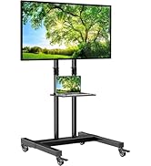 PERLESMITH Rolling TV Stand on Wheels for 32-82 Inch Screens up to 110lbs, Mobile TV Cart Height ...