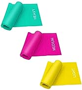 Coolrunner 7FT. Long Latex Free Elastic Flat Exercise Band Set of 3 with Carry Bag, Wide Fitness ...