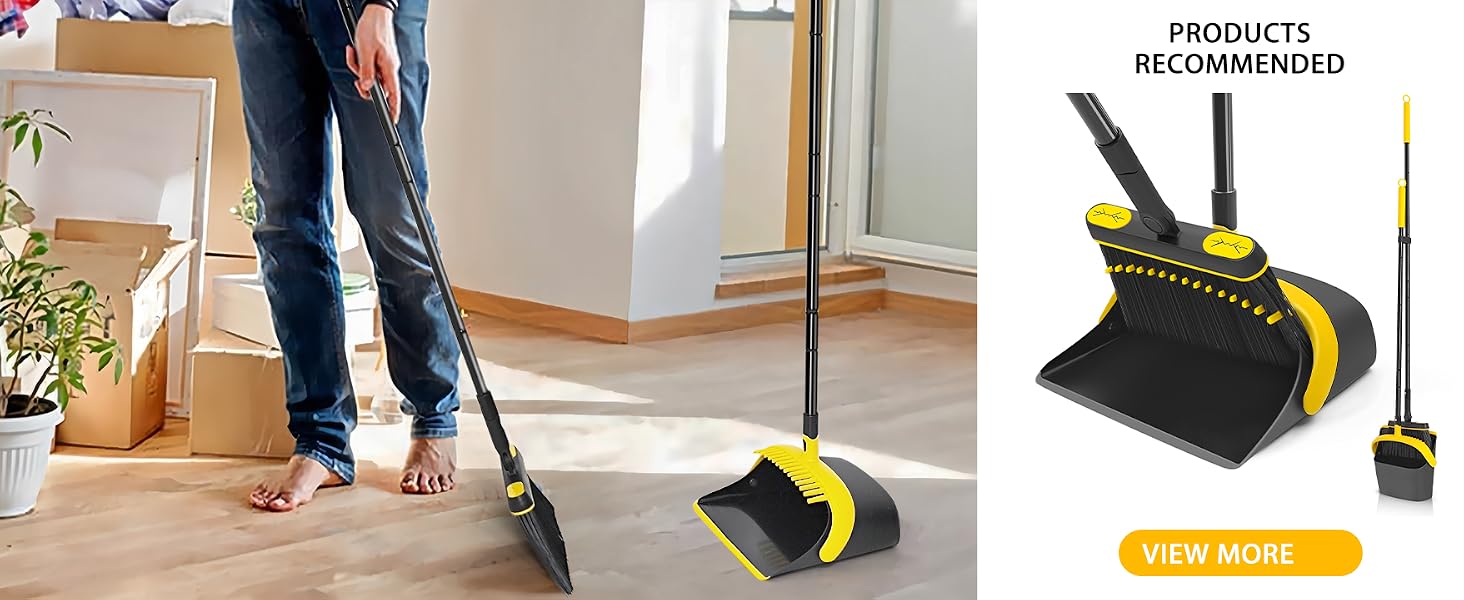 Black Yellow broom and dustpan set